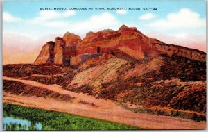 Macon Georgia GA, Burial Mound, Ocmulgee National Monument, Vintage Postcard