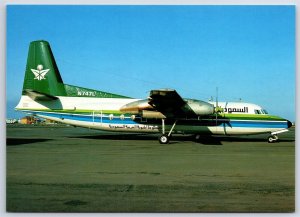 Airplane Postcard Saudi Arabian Airlines Fairchild Ind F-27J N747L DO4