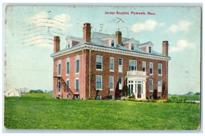 1913 Jordar Hospital Exterior Plymouth Massachusetts MA Posted Vintage Postcard