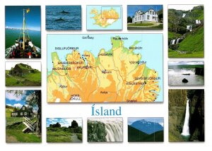 Postcard Iceland - souvenir multiview map