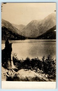 Mcdonald's Lake Mission Range Rocky MT Montana Real Photo RPPC Postcard (Z23)