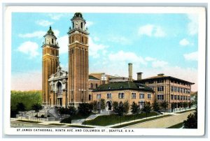 c1920 St. James Cathedral Ninth Ave. Columbia St. Seattle USA Vintage Postcard