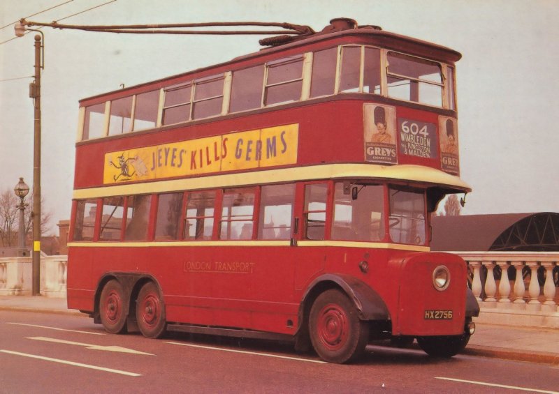 AEC Diddler Wimbledon London Bus Jeyes Germkiller Advertising Postcard