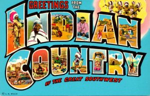 Greetings From The Indian Country Of The Great Southwest Large Letter Chrome ...