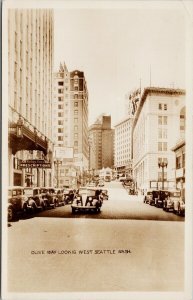 Seattle WA Olive Way looking West c1938 Real Photo Postcard G92