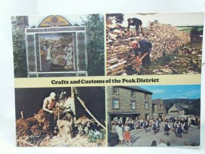 Derbyshire Crafts Vtg Postcard J Hall & Son Dry Stone Wallers Walker BesomMakers