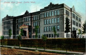 Postcard WA Seattle Lincoln High School World's Fair Cancel 1909 H12