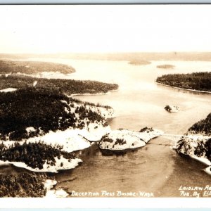 c1940s Deception Pass Bridge, Wash RPPC Laidlaw Aerophoto Real Photo Ellis A168