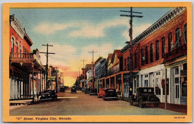 C Street Virginia City Nevada NV Stores Business District Camps Postcard