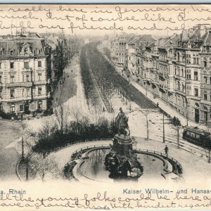 1905 Koln Cologne Germany Kaiser Wilhelm Litho Postcard Hansa Ring Birds Eye A21 