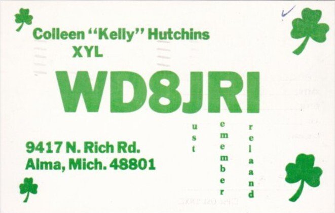 WD8JRI Colleen Kelly Hutchins Alma Michigan 1977