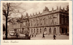 c1930s Berlin Germany Zeughaus Arsenal Postcard Persil Double Decker Bus Statue