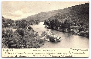 1906 Moss Island Little Falls New York, Mountain River, Vintage Postcard