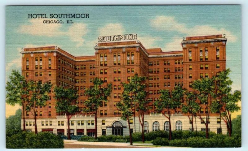 CHICAGO, Illinois IL ~ Roadside HOTEL SOUTHMOOR ca 1940s Linen Postcard