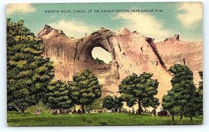 WINDOW ROCK, NM New Mexico ~ NAVAJO NATION View of ROCK c1940s Linen  Postcard