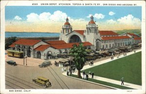 San Diego California CA Train Station Depot 1920s-30s Postcard