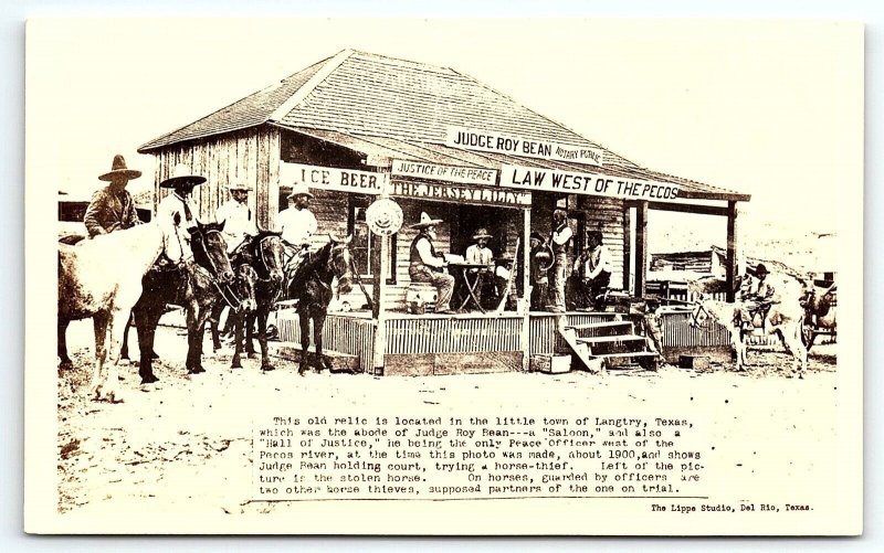 1930s JUDGE ROY BEAN JUSTICE OF THE PEACE LAW WEST OF PECOS RPPC POSTCARD P1199