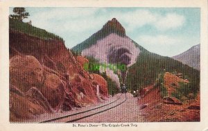 Postcard St Peter's Dome The Cripple Creek Trip CO Colorado Railroad