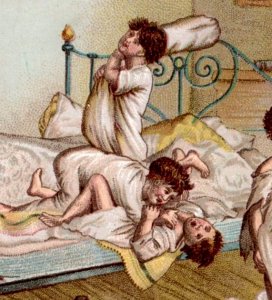 1880s Victorian Trade Cards Six Children At Bedtime Comical Set Of 4 F107
