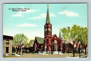 Richmond IN Indiana, St Johns Lutheran Church, Chrome Postcard 