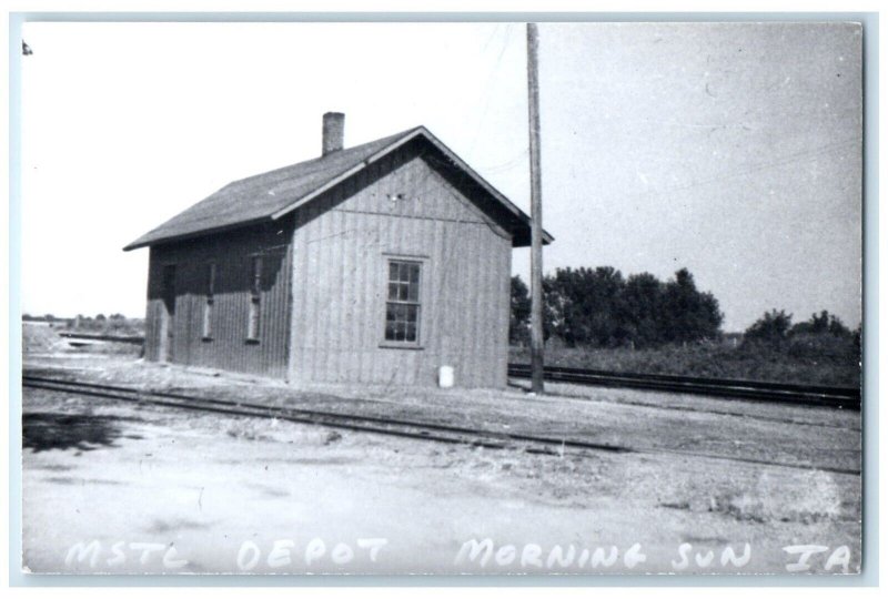 c1960 MSTL Morning Sun Iowa IA Railroad Train Depot Station RPPC Photo Postcard