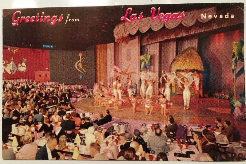 Greetings from Las Vegas NV Postcard Venus Room Hotel New Frontier