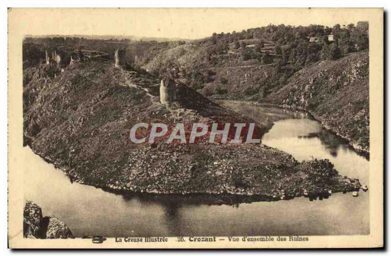 Old Postcard Crozant View of Ruins & # 39ensemble