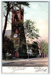 Bristol Rhode Island RI Postcard Hope Street Looking North 1907 Posted Antique