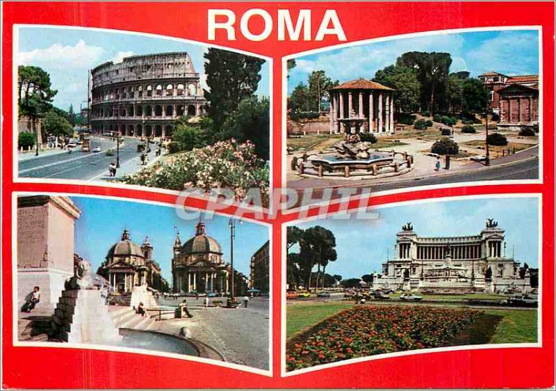 Postcard Modern Roma Colesseo Tempio di Vesta Piazza de Popolo Altare della P...