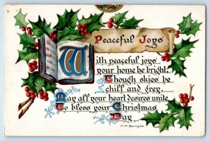 c1910's Christmas Poem H M Burnside Holly Berries Tuck Maine ME Antique Postcard
