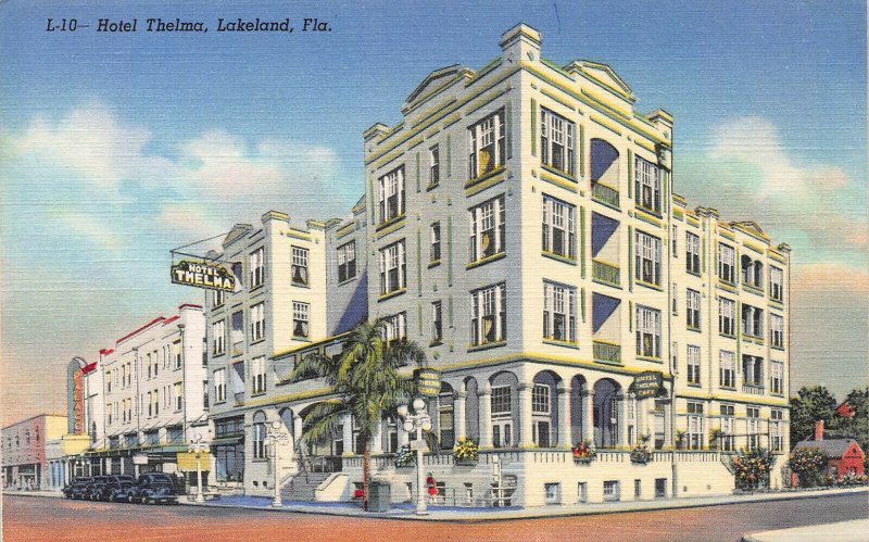 Hotel Thelma, Lakeland, Florida, early linen postcard, Unused