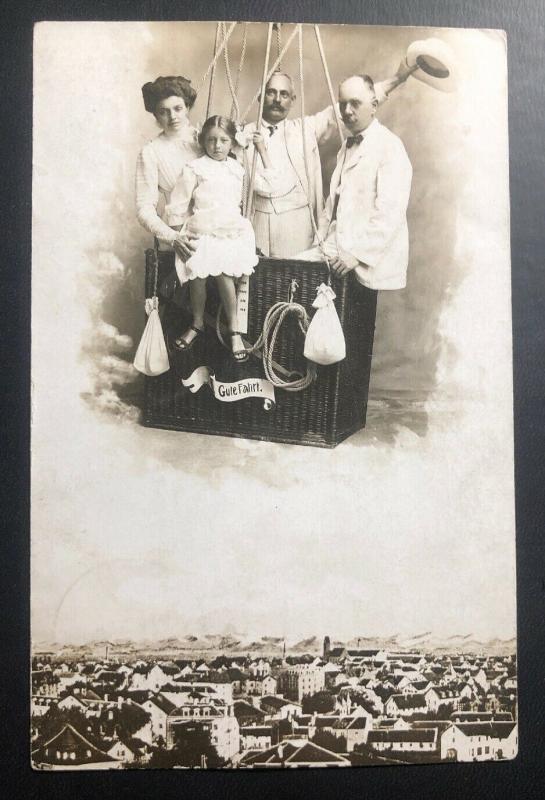 1900s Austria RPPC Real Picture Postcard Cover Family In The  Balloon
