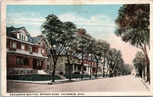Columbus Ohio~Bryden Road~Residential Area~Cars in Distance~1918 Postcard