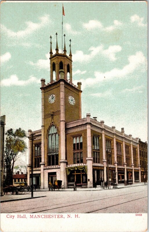 Manchester New Hampshire City Hall Undivided Back Postcard Antique Vintage Unp 