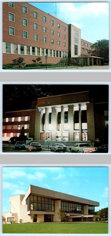 3 Postcards UNIVERSITY of IOWA, Iowa City ~ Auditorium LIBRARY Memorial Union