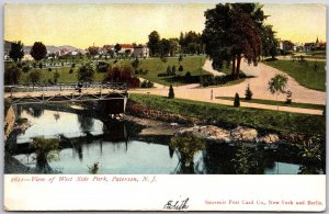 View of West Side Park Paterson New Jersey NJ Grounds and Brisge Trees  Postcard