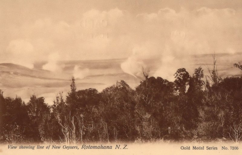 New Geysers at Rotomahana New Zealand Old Postcard