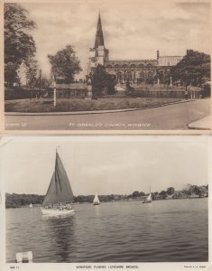 St Oswalds Church Winwick Cheshire Broads Boats 2x Postcard s