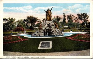 Kings Fountain Washington Park Albany New York NY Postcard UNP CT American Art