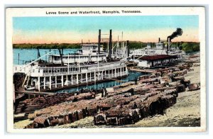 MEMPHIS, TN Tennessee~ STEAMBOATS on  Levee Cotton Shelby County c1920s Postcard