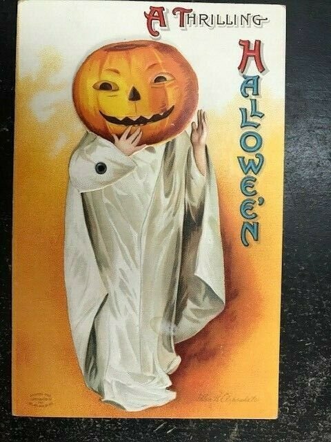 Halloween - Ellen Clapsaddle Mechanical WHITE CHILD #1 c1910 Postcard EXC COND