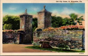 USA Old City Gates St. Augustine Florida Linen Postcard 03.47
