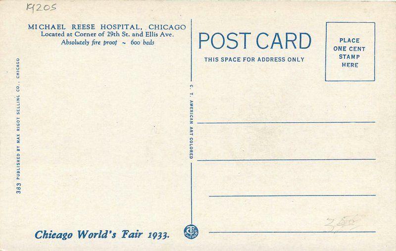 Chicago Illinois 1920s Michael Reese Hospital Main Building Rigot Teich 2491