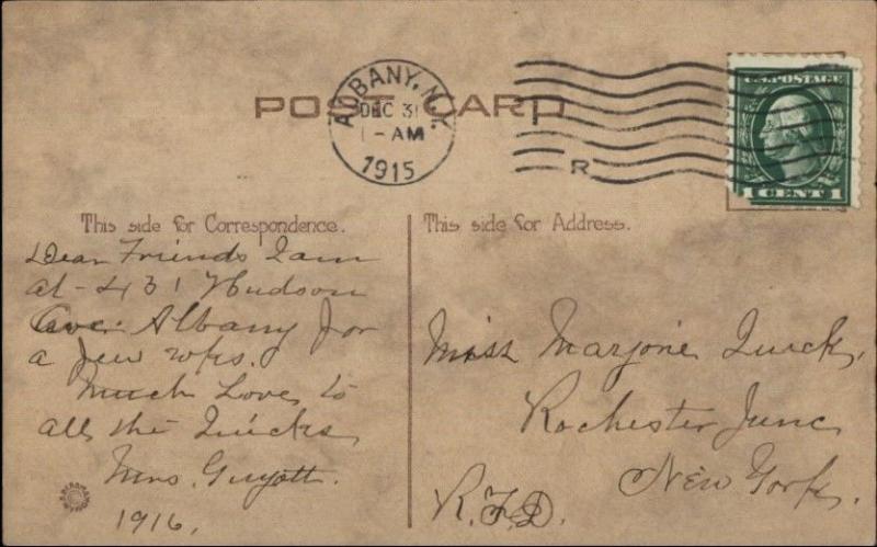 Arts & Crafts New Year Greeting - Unusual Bernhardt Wall c1915 Postcard