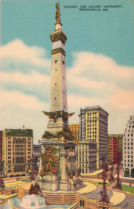 Soldiers and Sailors Monument Indianapolis Indiana Postcard 2R4-168 