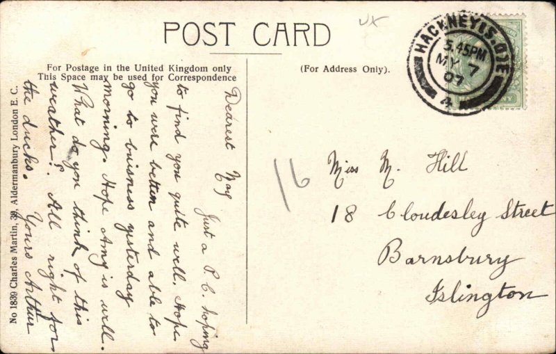 1907 Hackney Cancel London Sadler's Wells Theatre Trolley Street Scene