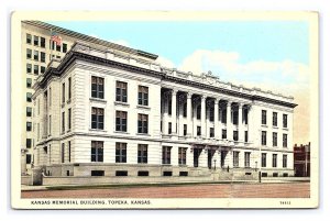 Postcard Kansas Memorial Building Topeka Kansas c1928 Postmark