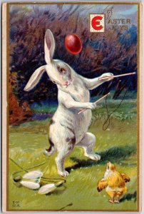 1911 A Loving Easter Kemps Rabbits Violets Hand Colored Posted Postcard