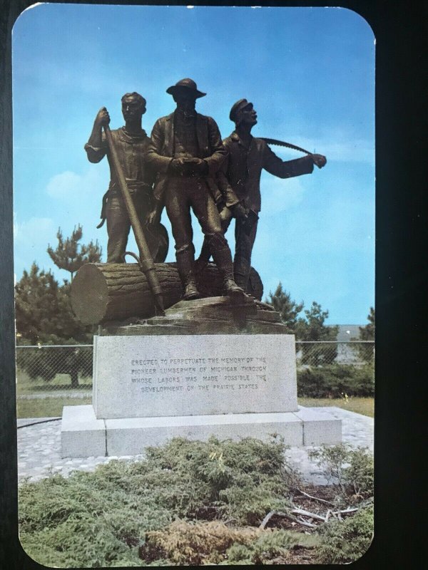 Vintage Postcard 1950's Lumberman's Monument, Curran, Michigan (MI)