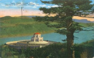Vista House, Crown Point Columbia River Highway Oregon 1951 Postcard Used